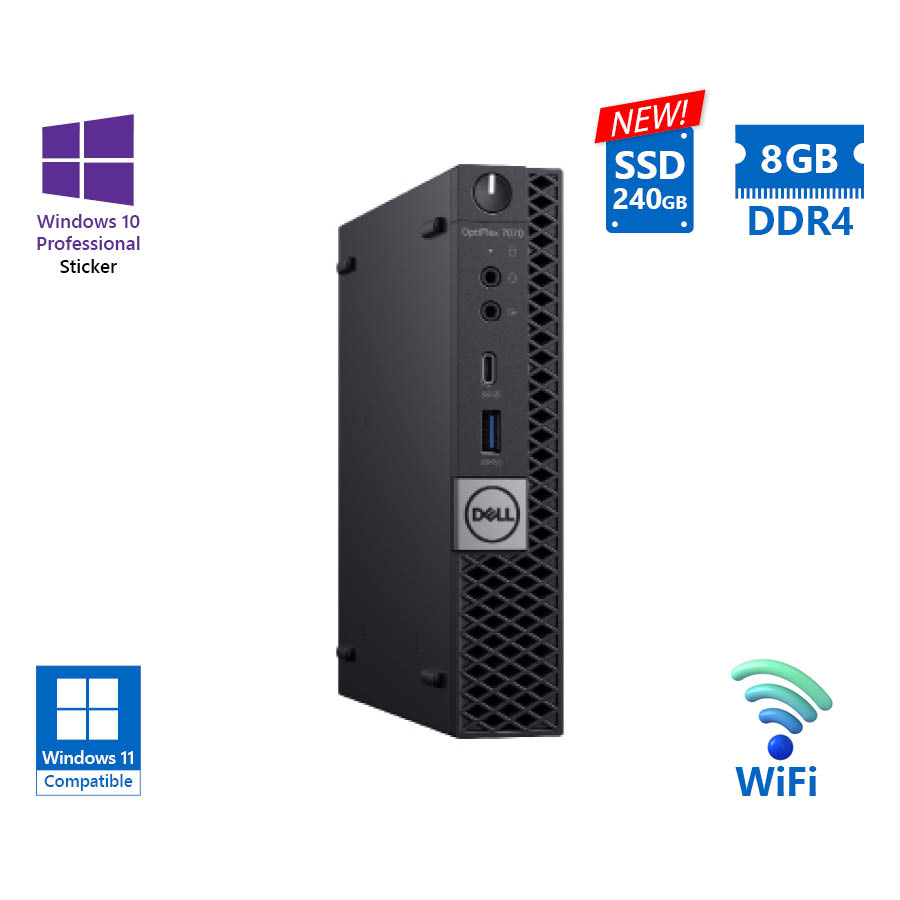 Dell Optiplex 7070 DM WiFi i5-9500T/8GB DDR4/240GB SSD New/No ODD/10P Grade A Refurbished PC - SCAX