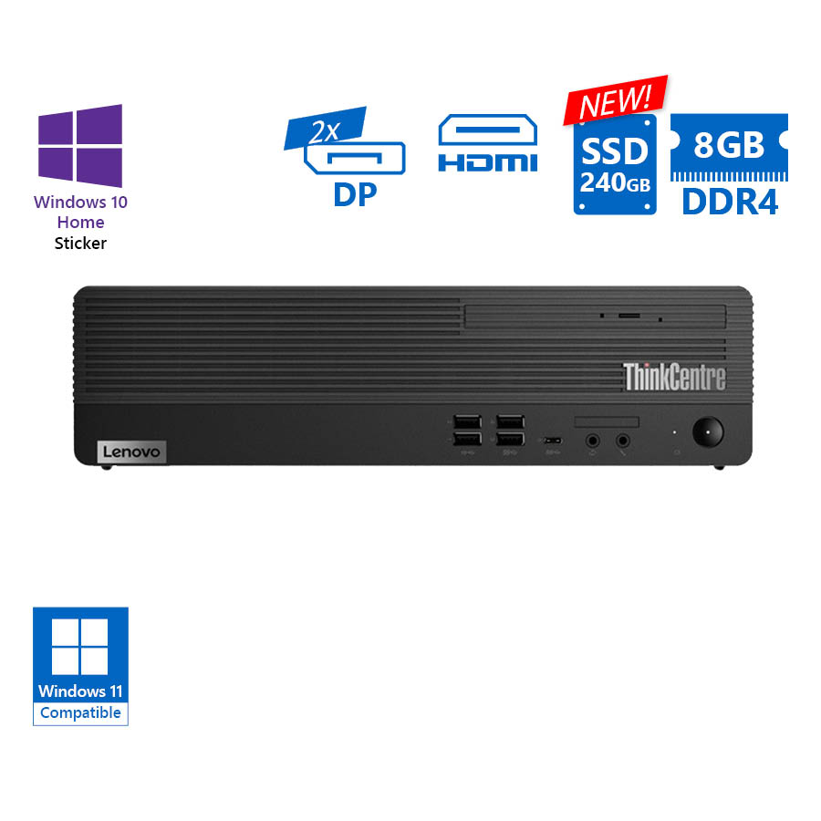 Lenovo M70s SFF i5-10400/8GB DDR4/240GB SSD New/No ODD/10H Grade A Refurbished PC - SCAX