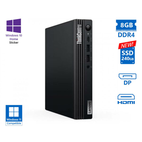 Lenovo ThinkCentre M70q Tiny i5-10400T/8GB DDR4/240GB SSD New/No ODD/10H Grade A Refurbished PC - SCAX