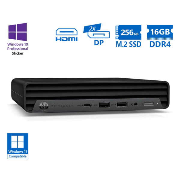 HP EliteDesk 800G6 DM i5-10500T/16GB DDR4/256GB M.2 SSD/No ODD/10P Grade A Refurbished PC - SCAX