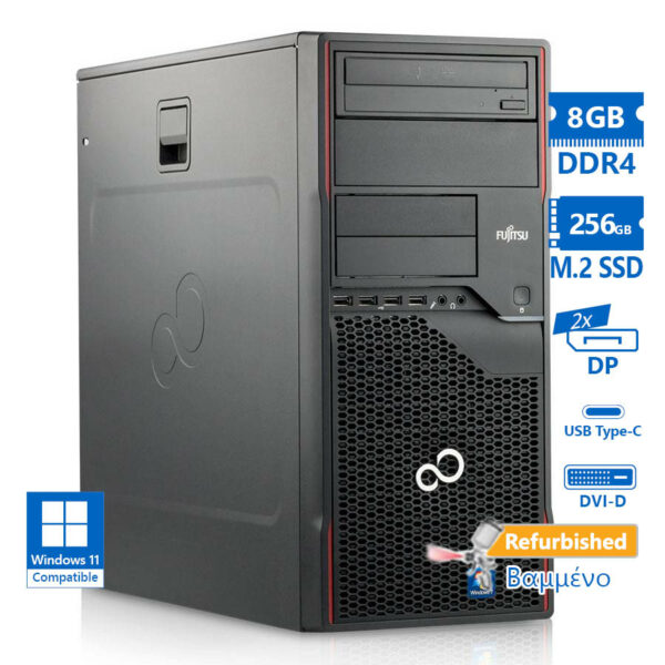 Fujitsu P958 Tower i5-8500/8GB DDR4/256GB M.2 SSD/No ODD/Grade A+ Refurbished PC - SCAX