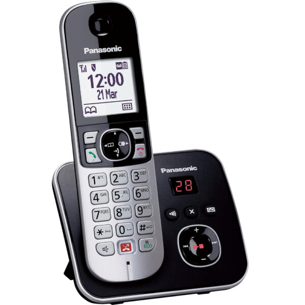 Ασύρματο Ψηφιακό Τηλέφωνο Panasonic KX-TG6861 EU  με Ανοιχτή Ακρόαση Αποκλεισμό Kλήσεων Αυτόματο Τηλεφωνητή Μαύρο - SCAX