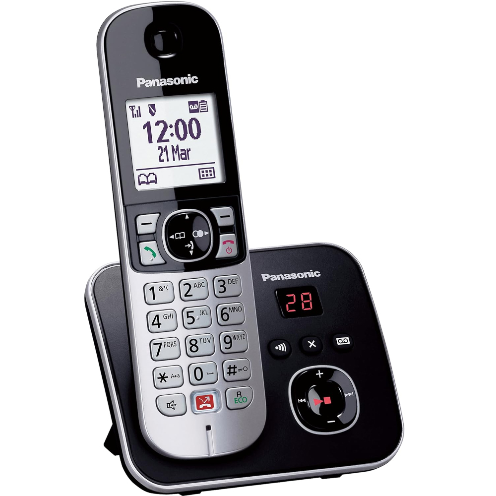 Ασύρματο Ψηφιακό Τηλέφωνο Panasonic KX-TG6861 EU  με Ανοιχτή Ακρόαση Αποκλεισμό Kλήσεων Αυτόματο Τηλεφωνητή Μαύρο - SCAX