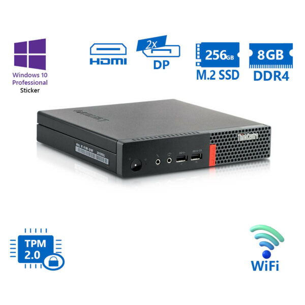 Lenovo ThinkCentre M910q Tiny WiFi i5-7500T/8GB DDR4/256GB M.2 SSD/No ODD/10P Grade A Refurbished PC - SCAX